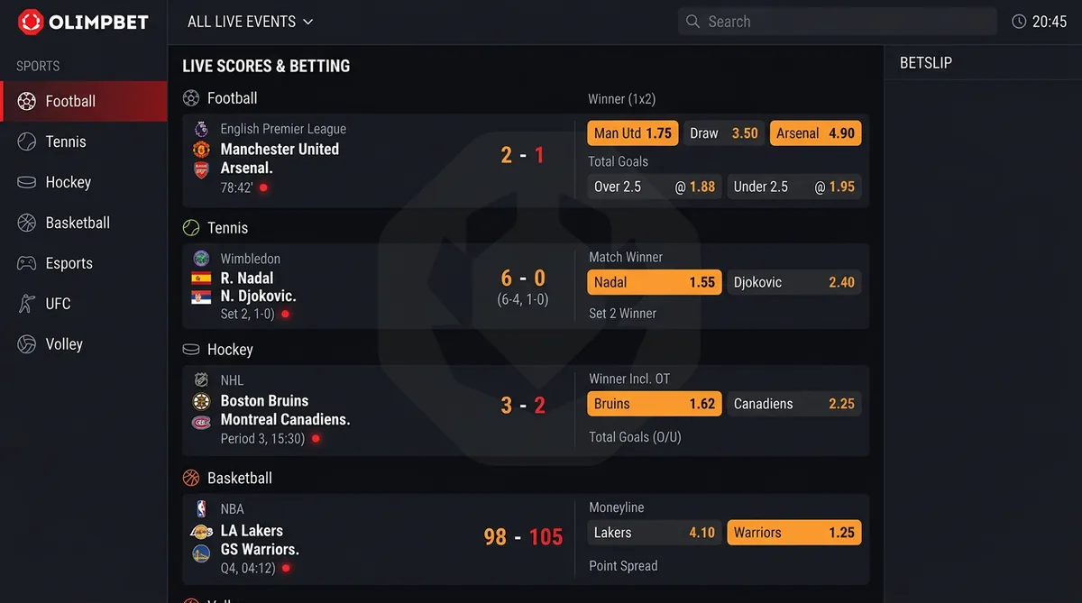 Спортивные результаты и статистика в режиме реального времени